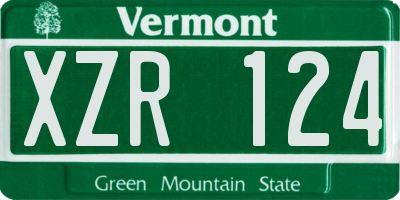 VT license plate XZR124