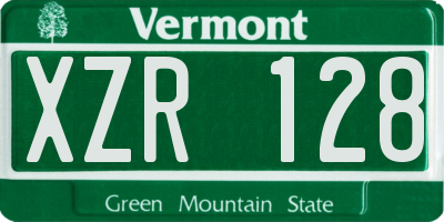 VT license plate XZR128