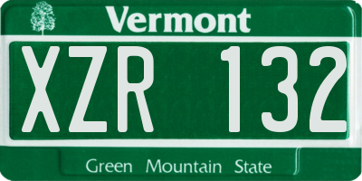 VT license plate XZR132