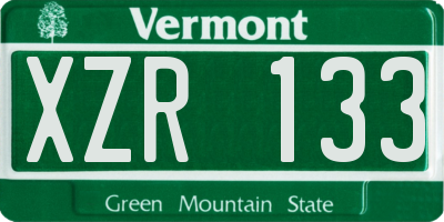 VT license plate XZR133