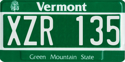 VT license plate XZR135