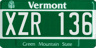 VT license plate XZR136