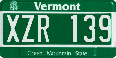 VT license plate XZR139