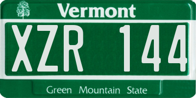 VT license plate XZR144