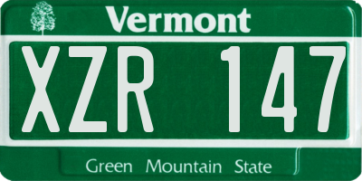 VT license plate XZR147