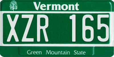 VT license plate XZR165