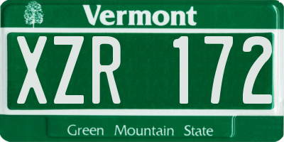 VT license plate XZR172