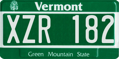 VT license plate XZR182