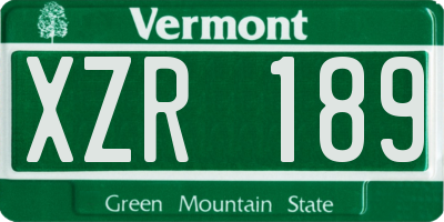VT license plate XZR189