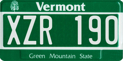 VT license plate XZR190