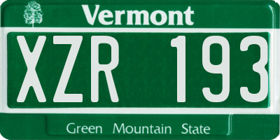 VT license plate XZR193