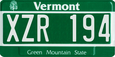 VT license plate XZR194