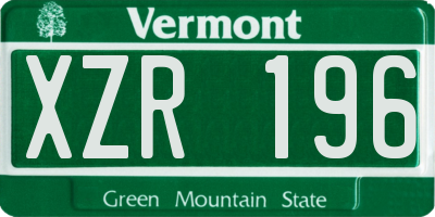 VT license plate XZR196