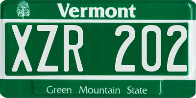 VT license plate XZR202