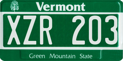 VT license plate XZR203