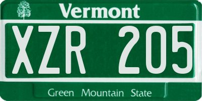 VT license plate XZR205