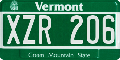 VT license plate XZR206