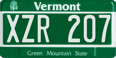 VT license plate XZR207