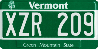 VT license plate XZR209