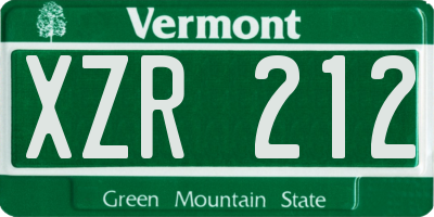 VT license plate XZR212