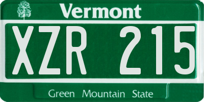 VT license plate XZR215