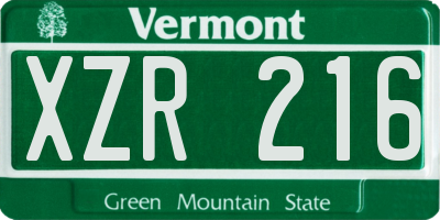 VT license plate XZR216