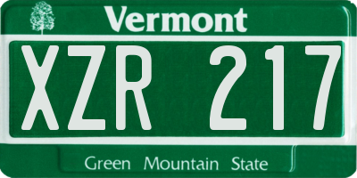 VT license plate XZR217