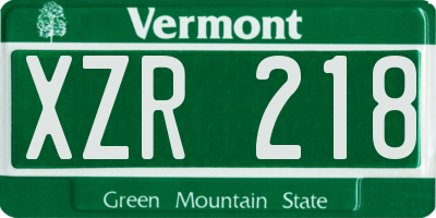 VT license plate XZR218