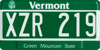 VT license plate XZR219