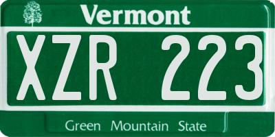 VT license plate XZR223