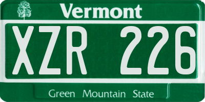 VT license plate XZR226