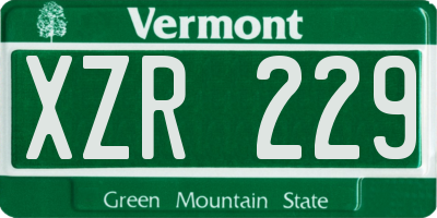 VT license plate XZR229