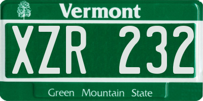 VT license plate XZR232