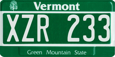 VT license plate XZR233