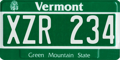 VT license plate XZR234