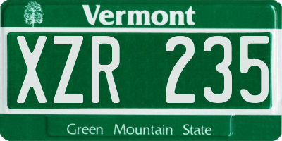 VT license plate XZR235