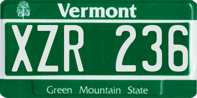 VT license plate XZR236