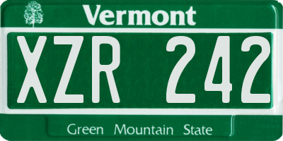 VT license plate XZR242