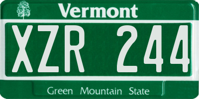 VT license plate XZR244