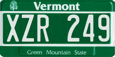 VT license plate XZR249