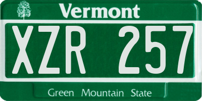 VT license plate XZR257