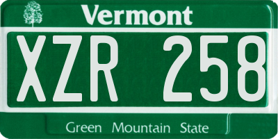 VT license plate XZR258