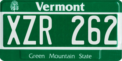 VT license plate XZR262