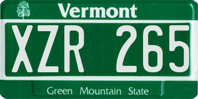 VT license plate XZR265