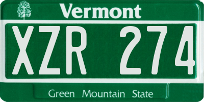 VT license plate XZR274