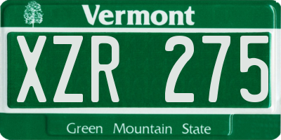VT license plate XZR275