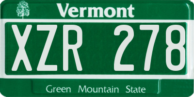 VT license plate XZR278