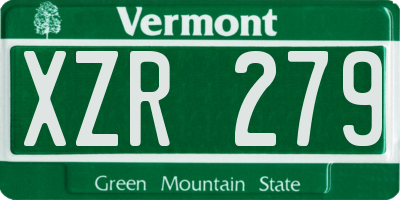 VT license plate XZR279