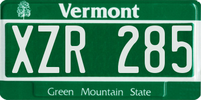 VT license plate XZR285