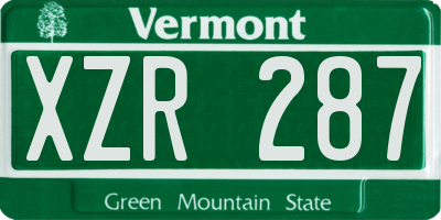 VT license plate XZR287